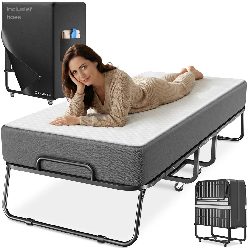 ELONEO Opklapbed met matras, 90x200 cm Productafbeelding 