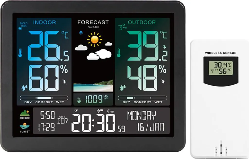 Station météo électronique multifonctions pour bureau à domicile ABS