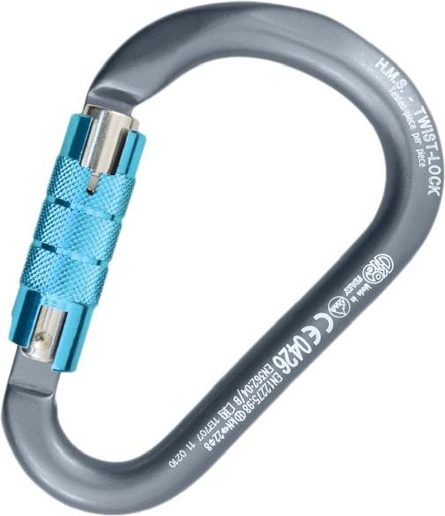 Alu-Karabiner HMS TWIST LOCK grau/weiß/azur