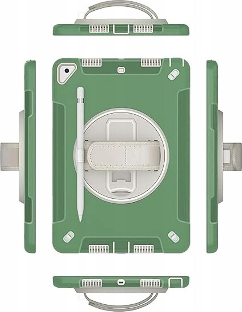 Tasche für iPad 9/8/7 10.2" Gepanzert mit Drehständer Grün