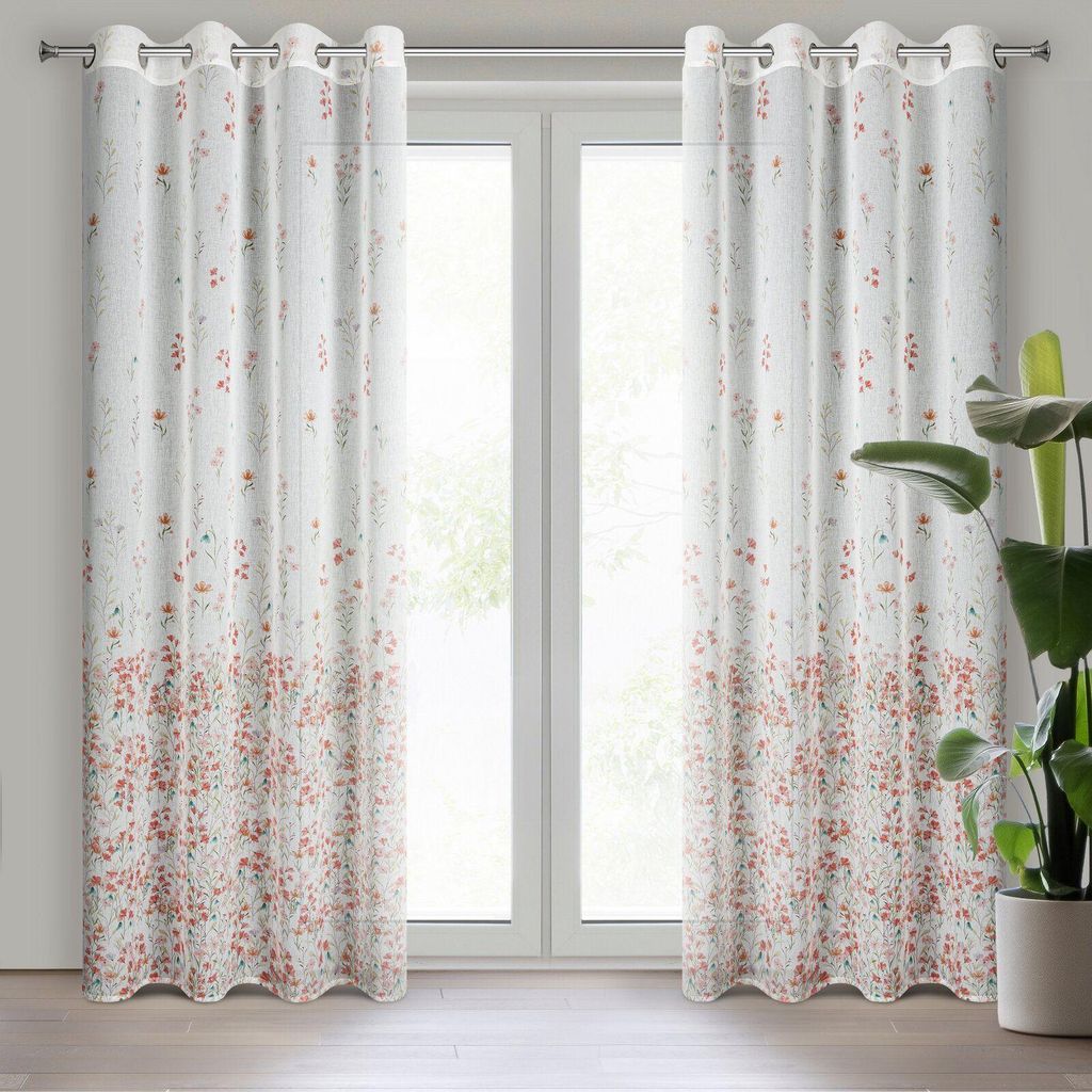 SI SONIA Z 140x250 cm Ösen Ösenvorhang weiß rosa
