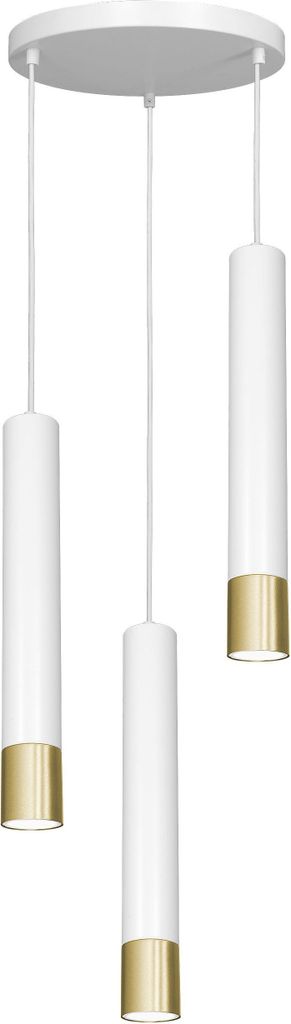 Pendelleuchte Weiß Gold 3-flammig Modern Metall Hängelampe Esszimmer Wohnzimmer