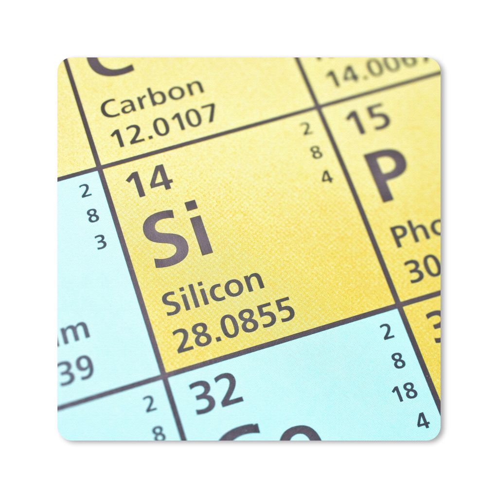 MuchoWow Mauspad Mousepad Periodensystem mit Silizium 20x20 cm - Mousepads - Maus Mat - Pad - Mausunterlage - Desk Mat - Bureauartikeln