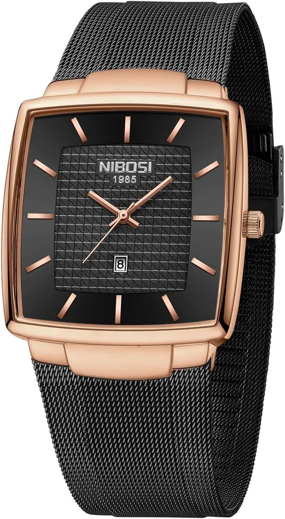 Orologio Uomo Analogico Quarzo Quadrato Acciaio Inox Minimal