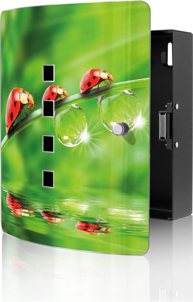 banjado Design Schlüsselkasten aus Edelstahl für 10 Schlüssel, Schlüsselschrank 24 x 21,5 x 7cm groß mit Magnetverschluss, Für Jeden Einen [B...