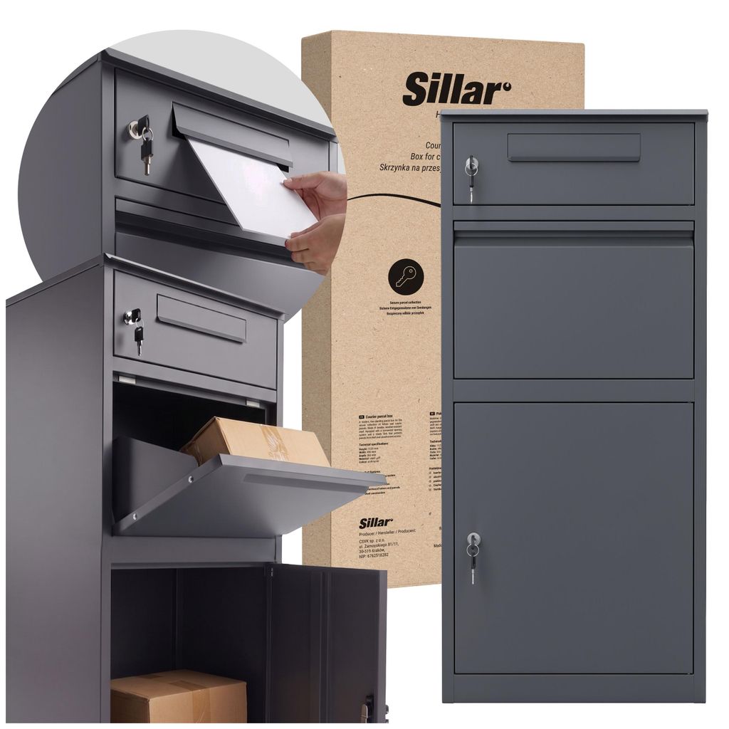 Boîte aux lettres Sillar avec compartiment à colis et boîte Image du produit 