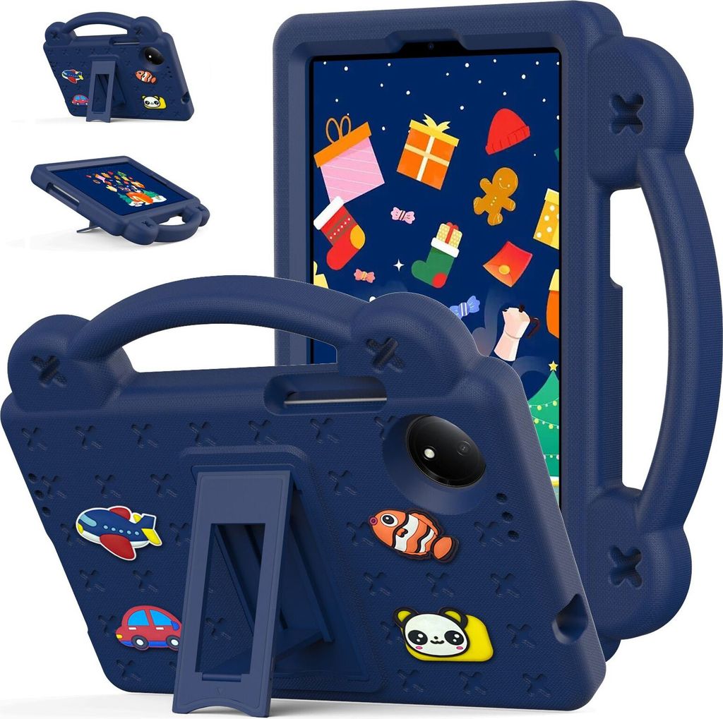 Schutzhülle für Xiaomi Redmi Pad SE 8.7" 4G 2024 Niedliche Hülle für Kinder, Stoßfest mit Griff und Ständer Dunkelblau