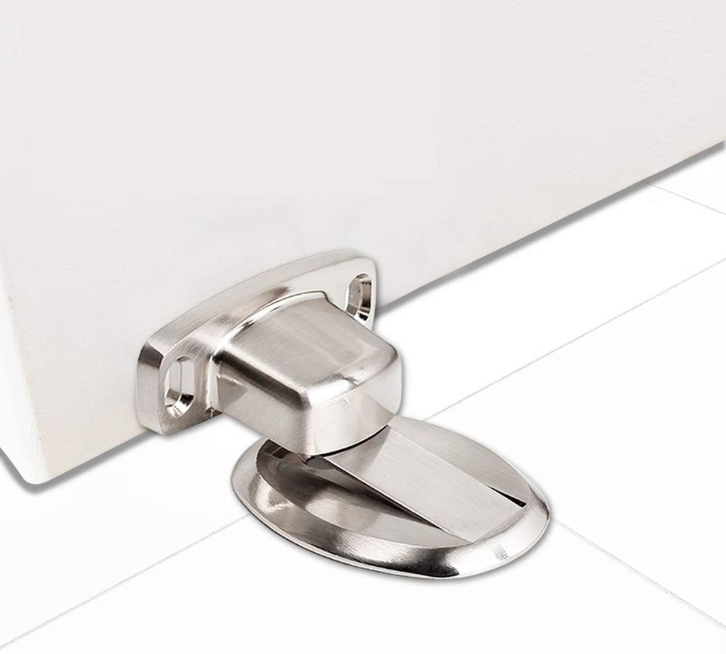 Türstopper Magnet Ohne Bohren Edelstahl Metall Türstopper Tür Stopper Boden, Türhalter (Silber)