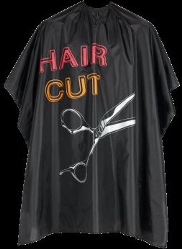 Umhang schwarz Aufdruck HairCut+