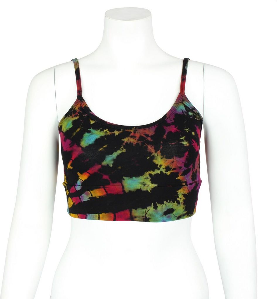 Sports Bra - Crop Top - Batik - Sun - schwarz - bunt