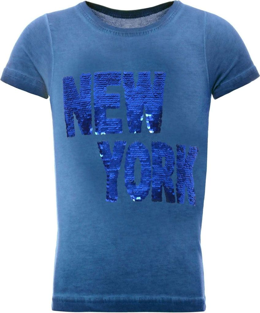 BEZLIT Jungen T-Shirt mit tollem Wende Pailletten Schriftzug Blau 104