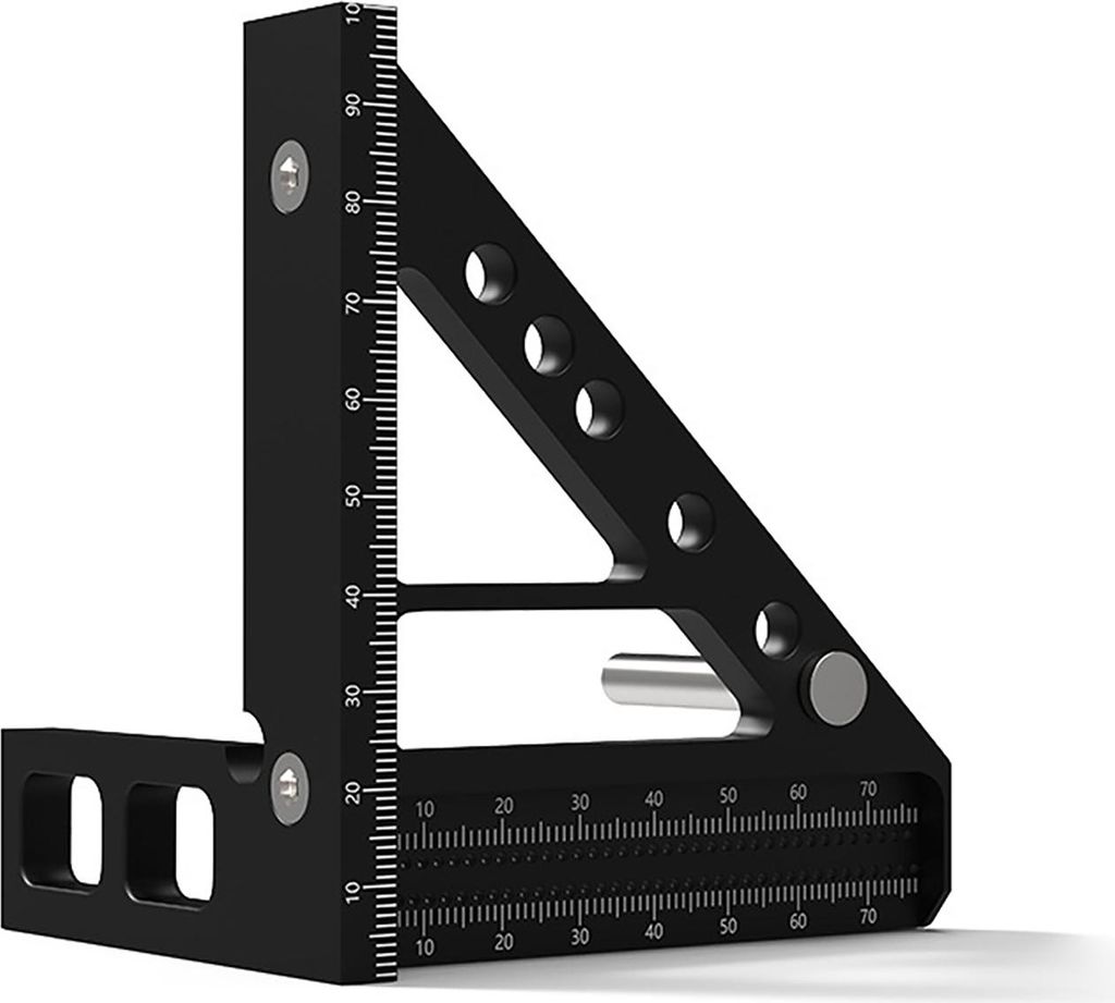Kreuzlinien-Kalibrierlineal, Vertikallinie, 45¡ã-Winkel, rechtwinklige Winkellehre, Winkelmesser, Anreißnadel aus Aluminiumlegierung, Messlineal...