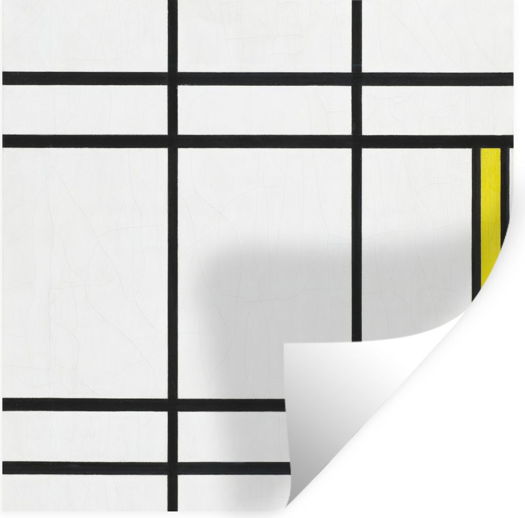MuchoWow Wandtattoo Wandsticker Wandaufkleber Komposition in Weiß, Rot und Gelb - Piet Mondrian 50x50 cm Selbstklebend und Repositionierbar - Se...