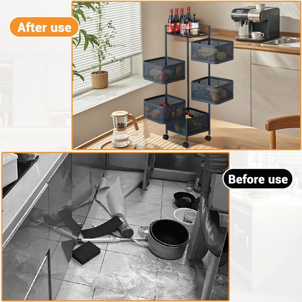 Meuble de rangement mobile 5 étages pour optimiser les petits espaces - 6