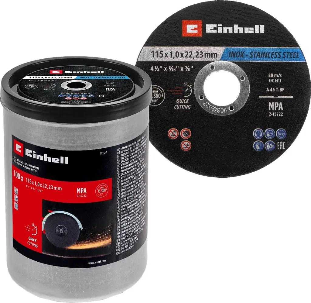 Coupe Nette sans Bavure avec les Disques à Tronçonner 115x1,0 mm - 100 pcs