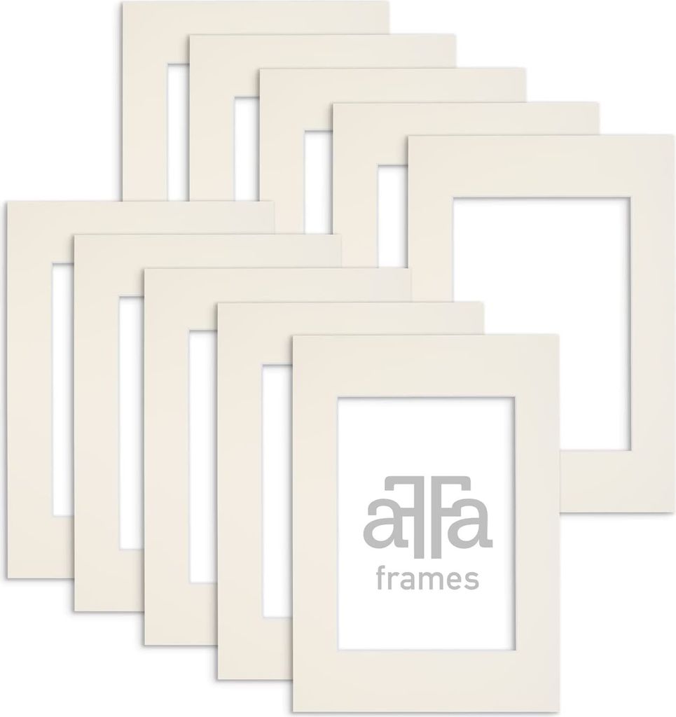 aFFa frames Passe Partout | Minimalistische Bildunterlage zur Anzeige Ihrer Fotos, Poster, Diplome | Karton, Farbe, Creme, 15x20 cm | 10 Stück pro...
