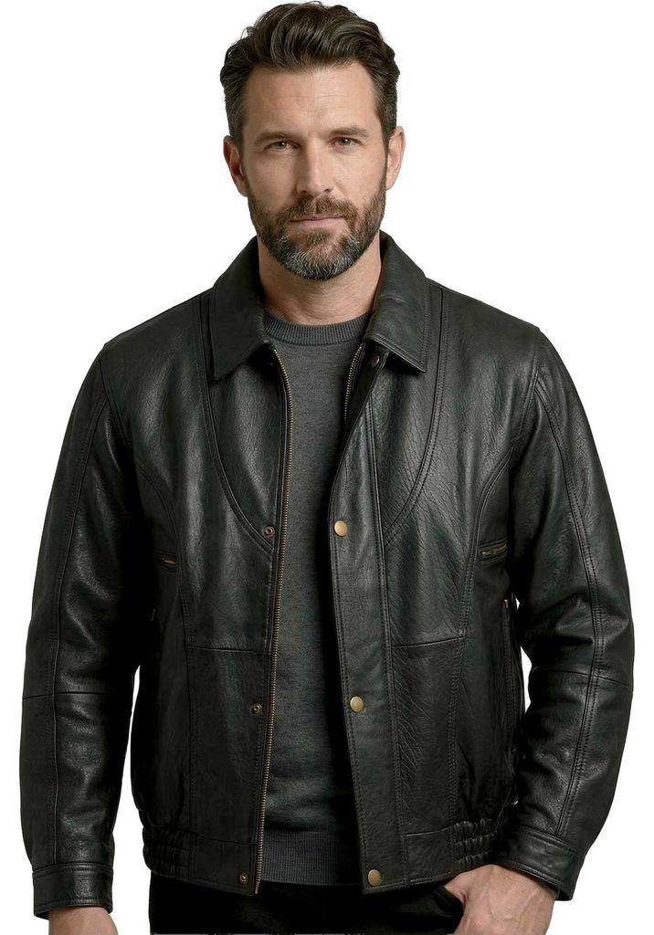 MADDOX - Herren Lederjacke Blouson Lammnappa schwarz : 58