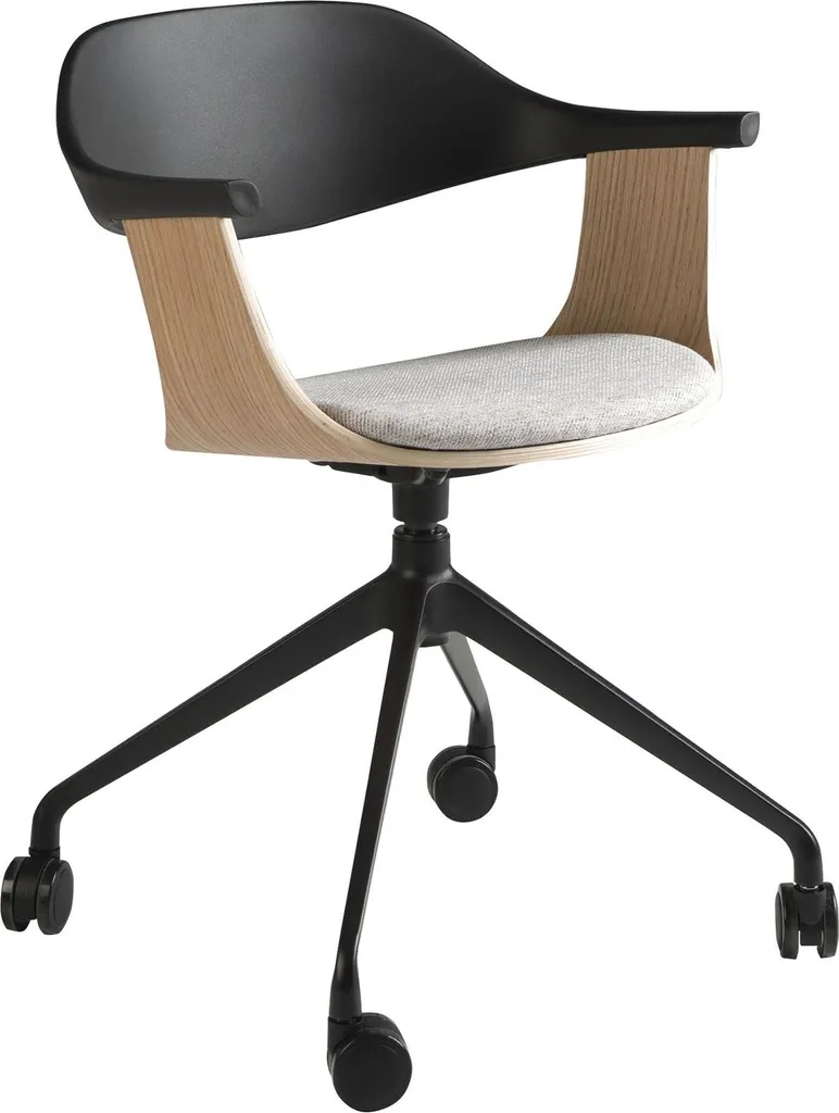 Angel Cerdá 4130 Chaise de bureau design en tissu gris et PVC noir