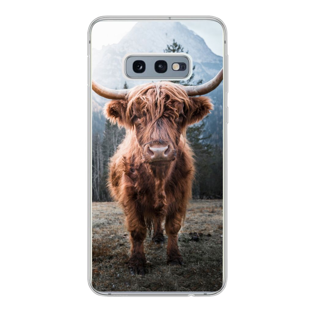 MuchoWow Handyhülle Schutzhülle Hülle für Samsung Galaxy S10e Schottischer Highlander - Berg - Tier Silikon Softcase Handy Hülle - Handy