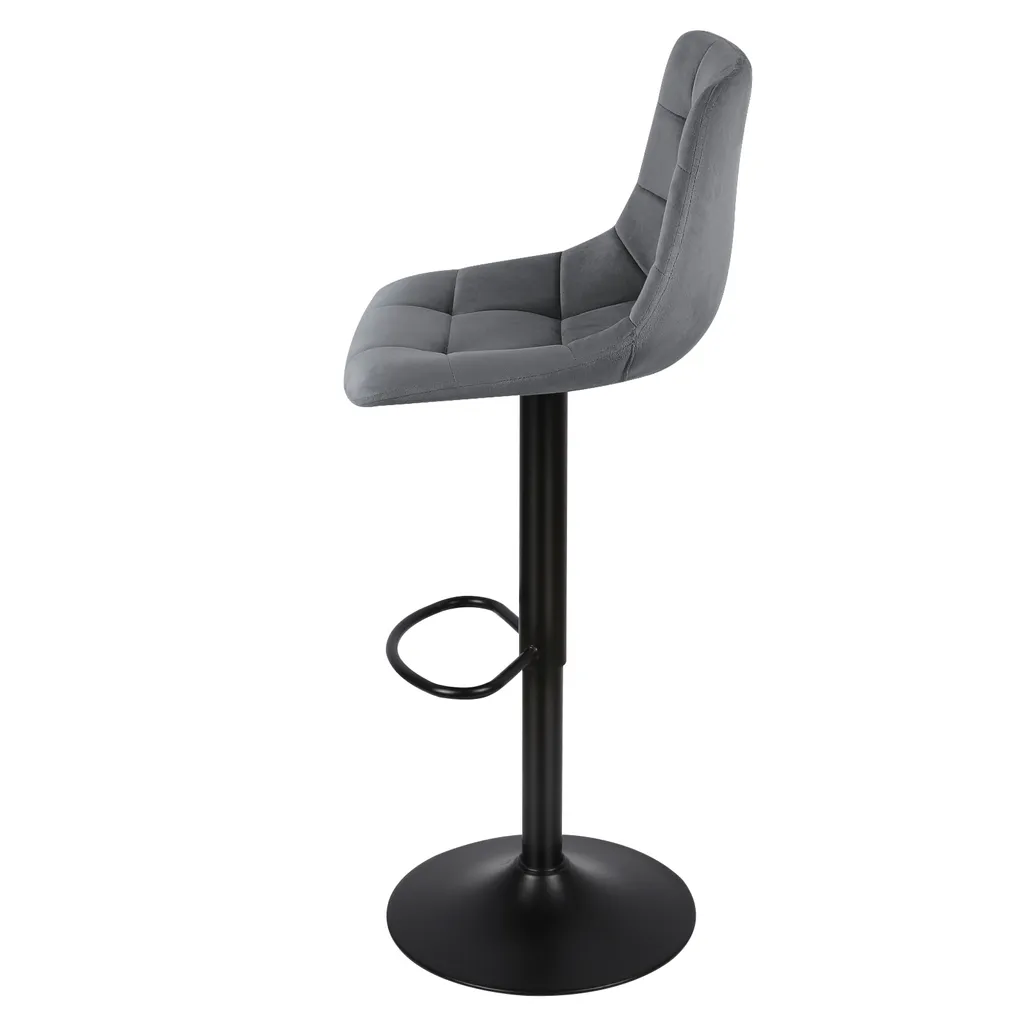 Tabourets de bar pivotants lot de 2 chaises hautes velours et métal gris - 5