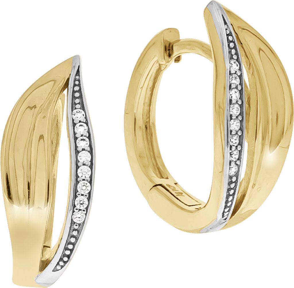 V Creolen 925/- Sterling Silber 1,7cm gelb Zirkonia weiß Produktbild 