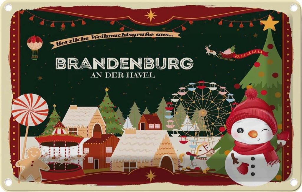 vianmo Blechschild 12x18 cm Weihnachten BRANDENBURG