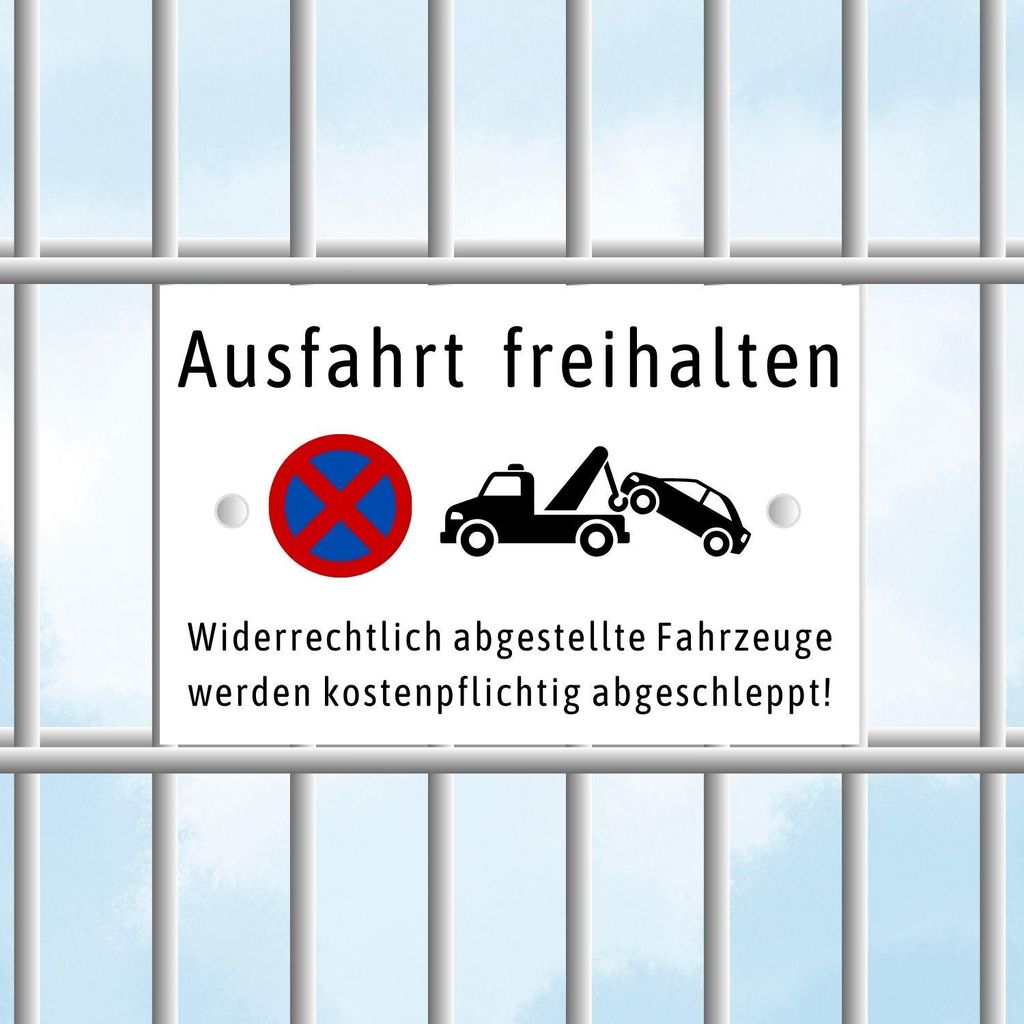 Zaunschild - Ausfahrt freihalten - Perfekt für Doppelstabmattenzäune Verzinkt