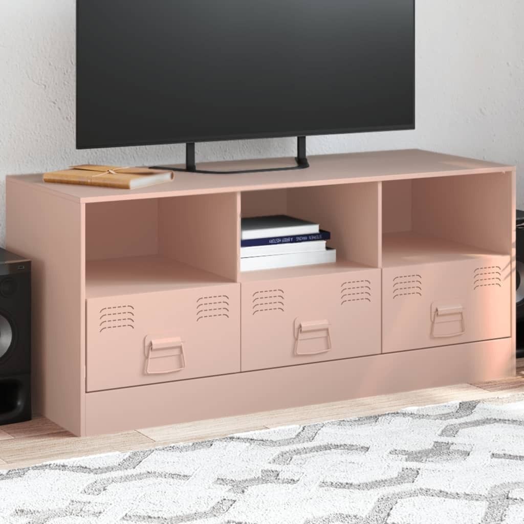 Design TV-Schrank Rosa 99x39x44 cm Stahl, TV-Schränke 2024 Neu