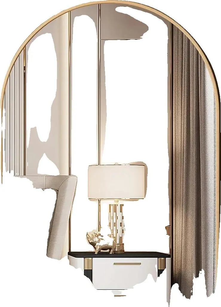 Miroir mural design moderne 96x66cm doré aluminium avec cadre bombé