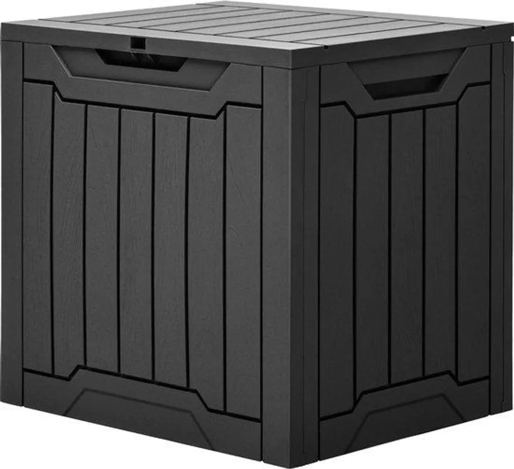 Boîte de rangement extérieure noire étanche pour balcon et terrasse