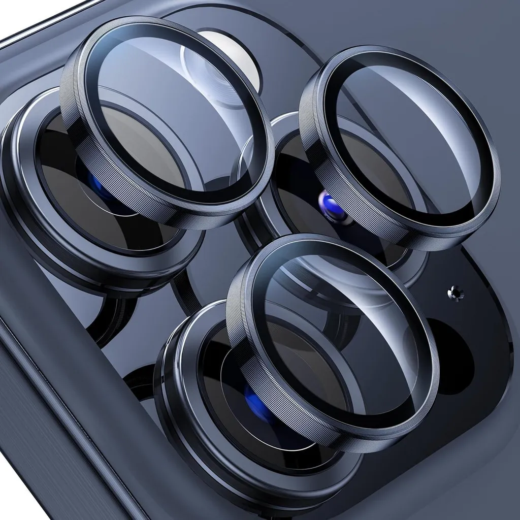 Verre trempé de protection pour lentille photo iPhone 15 Pro Max noir