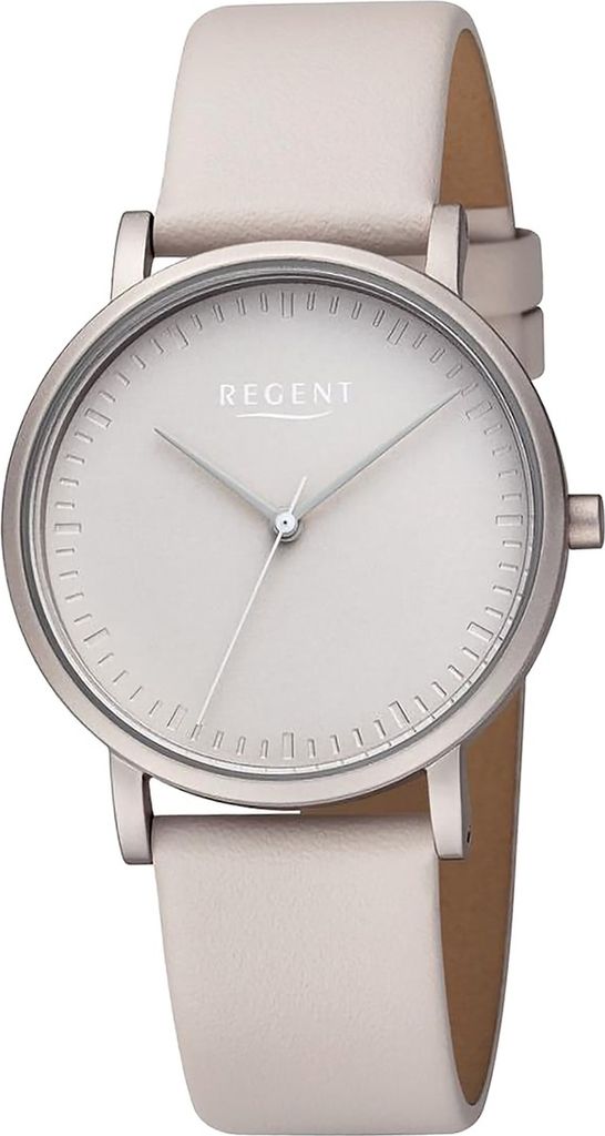Regent Leder Damen Uhr Armbanduhr Quarz grau Lederarmband D2URBA810