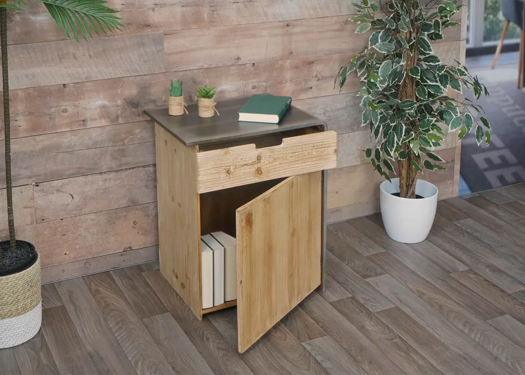 Rangement Gain de Place Bois Massif - Commode Compacte Style Industriel - 9