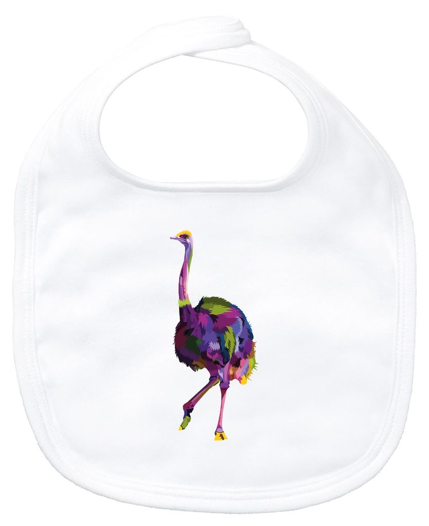 Huuraa Baby Lätzchen Vogel Strauß Colorful White Klettverschluss Baumwolle Latz Geschenkidee