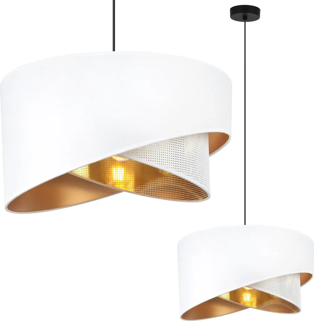 Lustre suspension ASTI moderne avec abat-jour plat bicolore noir et or