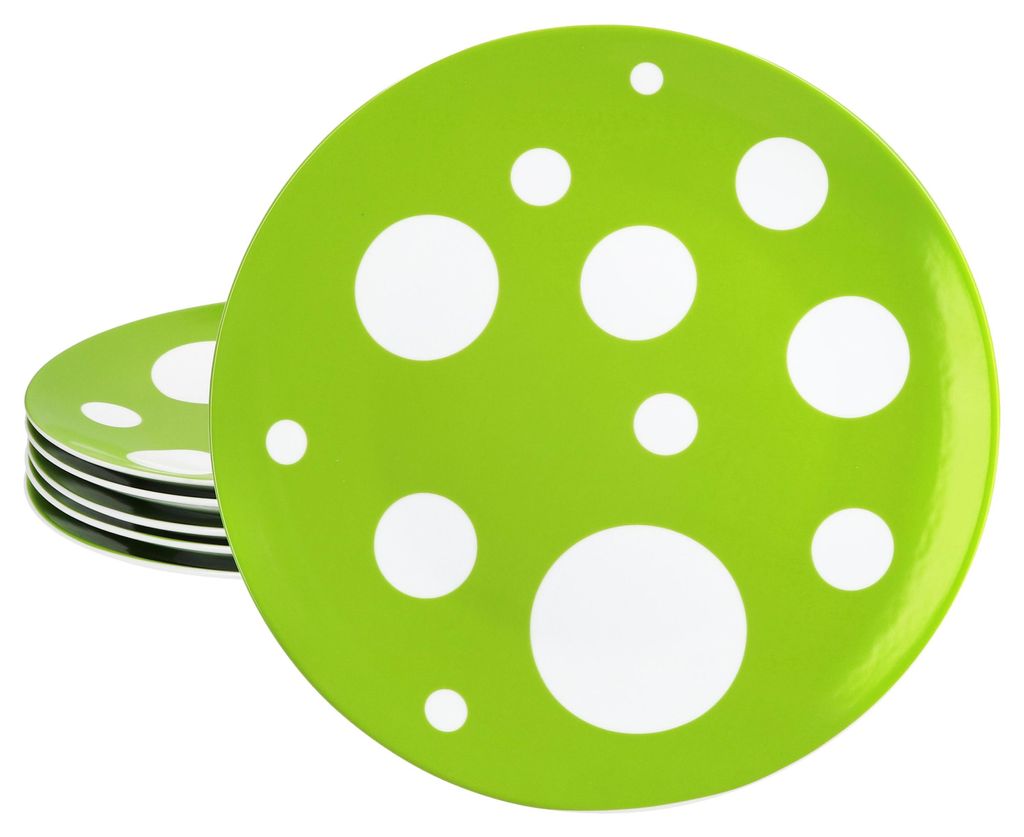 Pula verde a pois 6x piatto Ø27cm in porcellana 6 pers Immagine del prodotto 