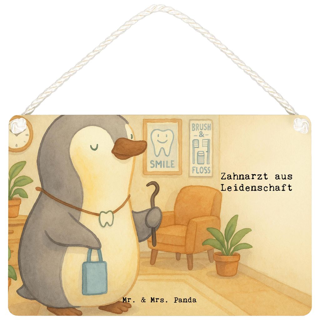 Mr. & Mrs. Panda Schild Zahnarzt Leidenschaft Design DIN A6 - Weiß - Geschenk, Deko, holzbild, Wandbild Holz, Türschild, wandtafel