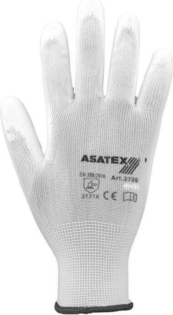 Handschuhe Gr.8 weiß EN 388 PSA II Nyl.m.PU ASATEX