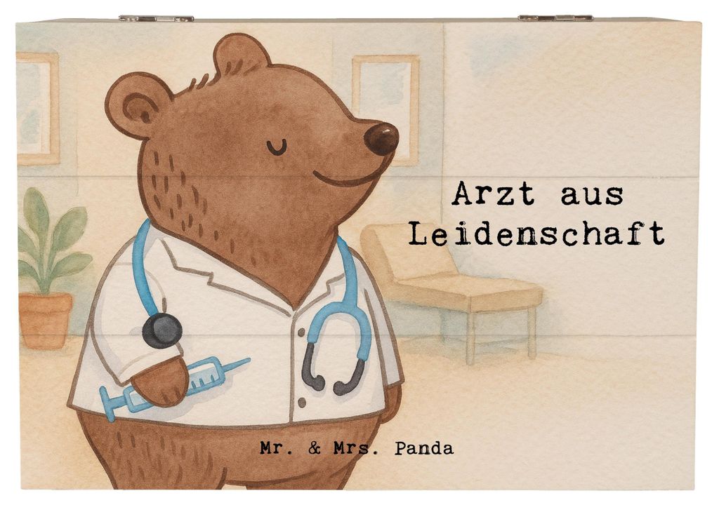 Mr. & Mrs. Panda Holzkiste Arzt Leidenschaft Design 22 x 15 cm - Weiß - Geschenk, Schatulle, fotobox, Krankenhaus, schatztruhe, Doktor, Truhe, Med...