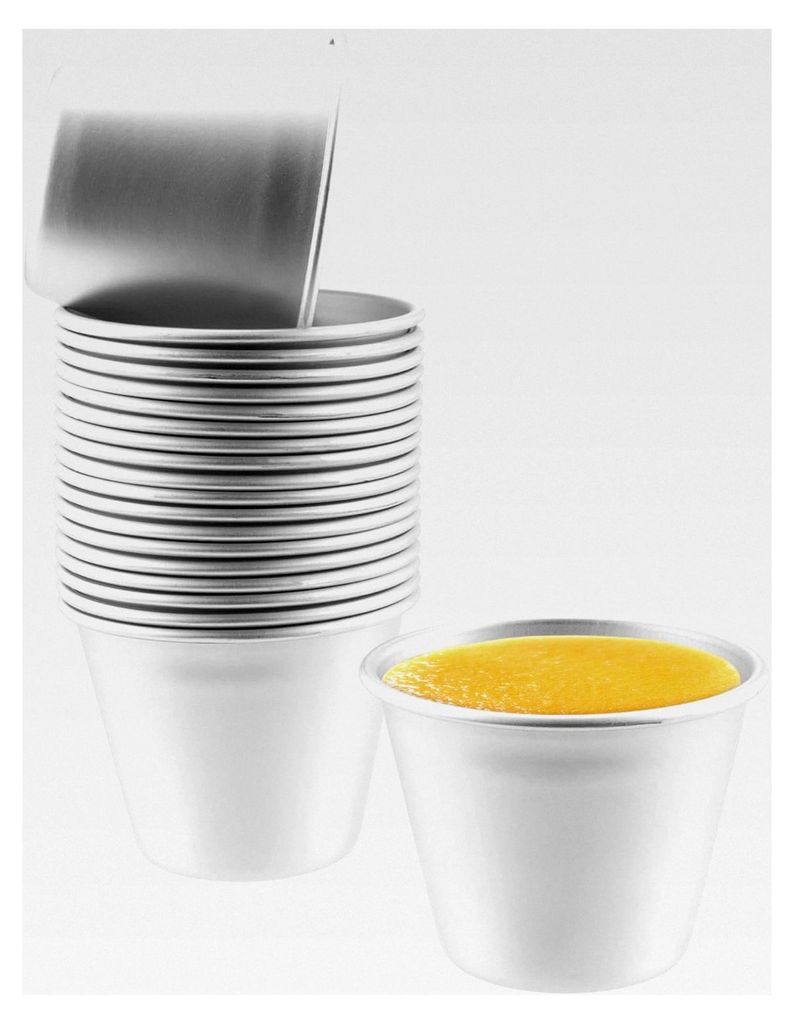 20 Stück Puddingformen aus Aluminium - Kleine Dariolformen für Pudding, Kuchen, Desserts und Torten in Silber