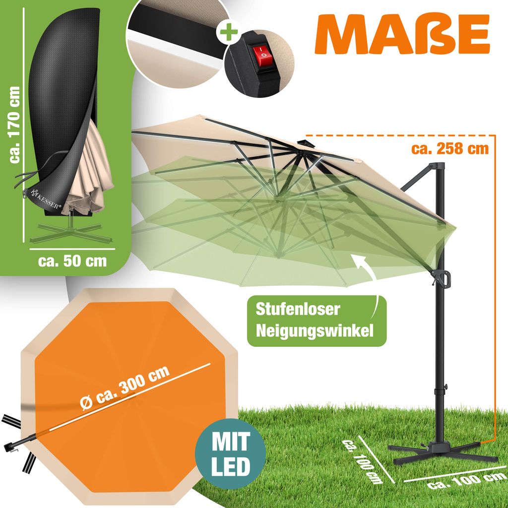 KESSER® Parasole per pergolati, modello SUN, diametro 330 Immagine del prodotto 