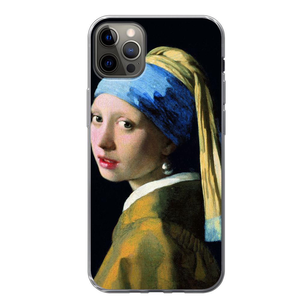 MuchoWow Handyhülle Schutzhülle Hülle für iPhone 12 Pro Max Das Mädchen mit dem Perlenohrring - Johannes Vermeer Silikon Softcase Handy Hül...