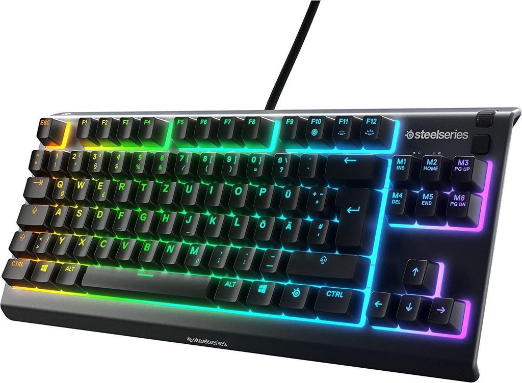 SteelSeries Apex 3 RGB Gaming Tastatur mechanisch Bluetooth OLED-Display Kabellos Gaming-Tastatur (Gamingtastatur, Zocker, 78% Formfaktor, RGB)