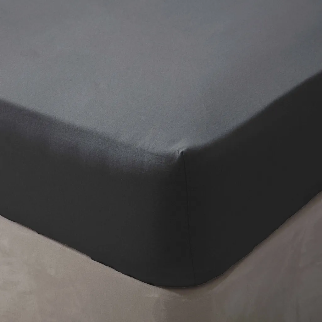 Drap-housse coton peigné Anthracite : fini les draps qui glissent