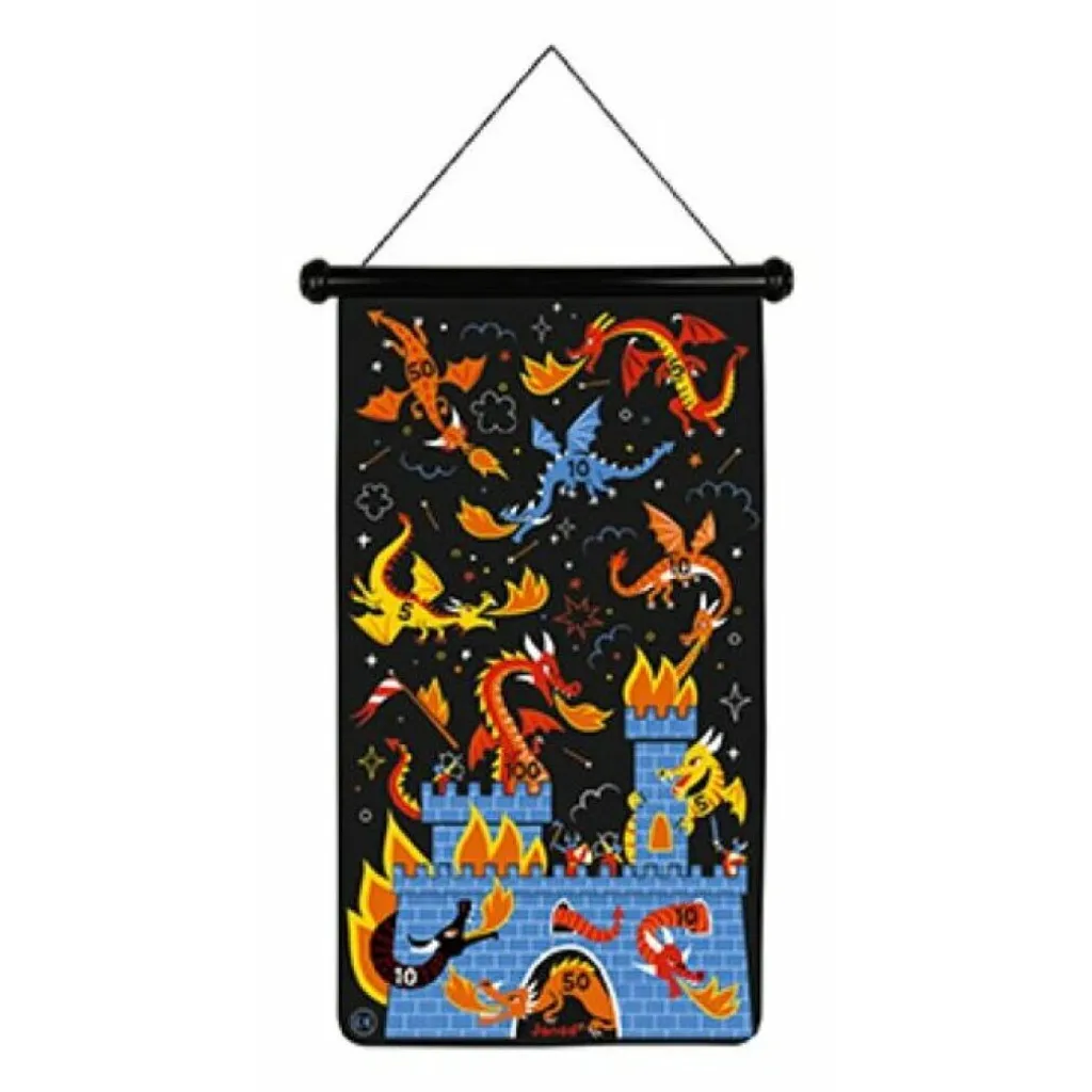Jeu d'Adresse Magnétique Enfant avec Cible Dragon Enroulable et 6 Pièces