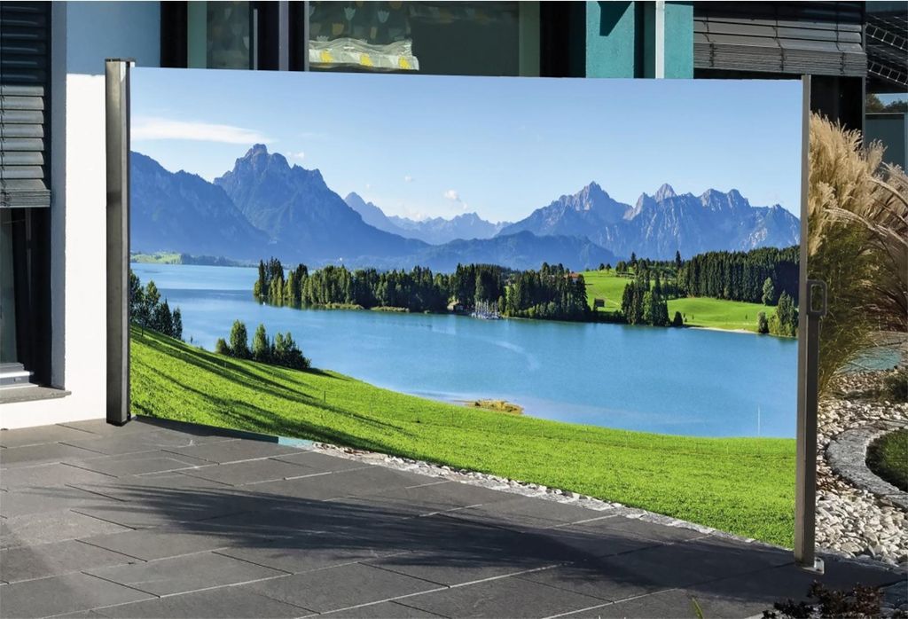 Seitenmarkise mit Fotodruck Berge