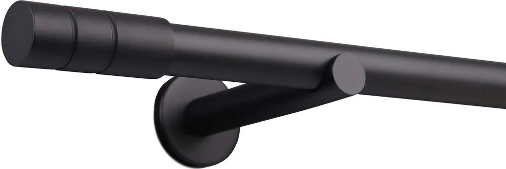 Bastone Tende 25mm Nero Opaco Su Misura Deco-Raum - Terminale Cilindro