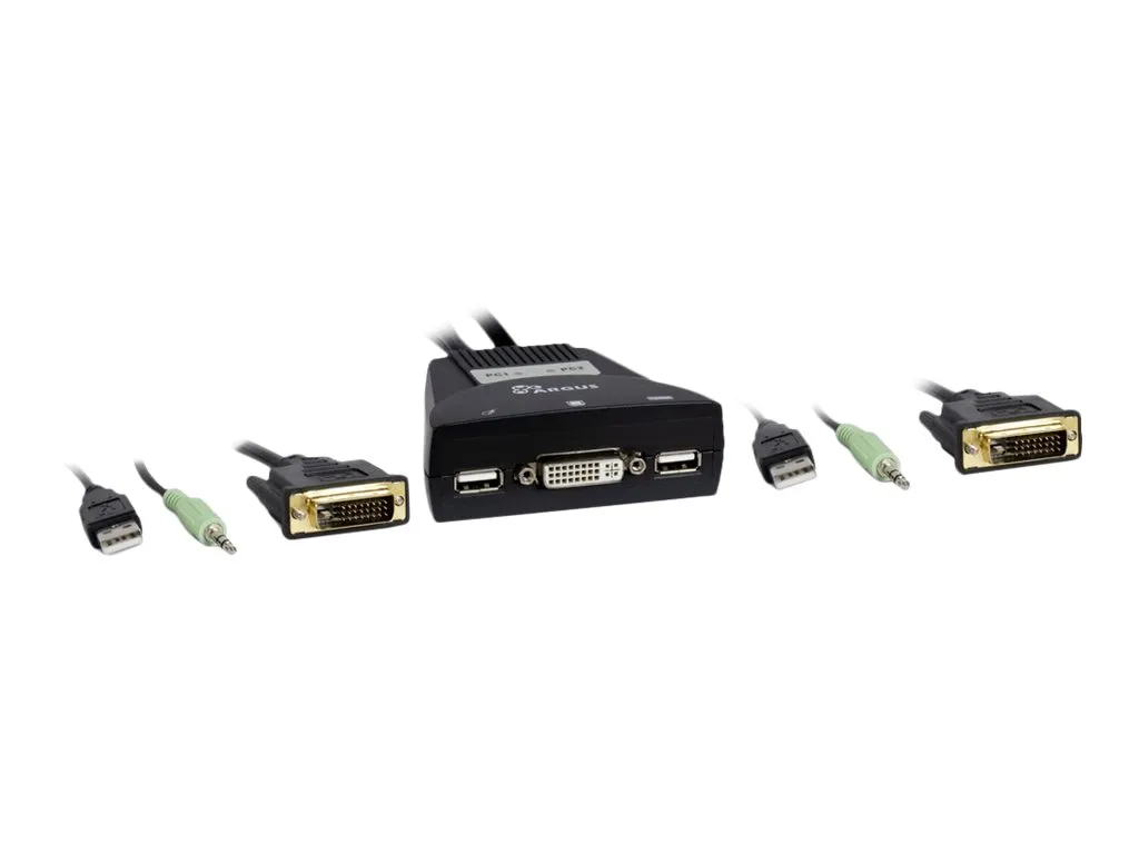 Inter-Tech LS-21DA Commutateur KVM DVI 2 Ports Noir en Plastique ABS