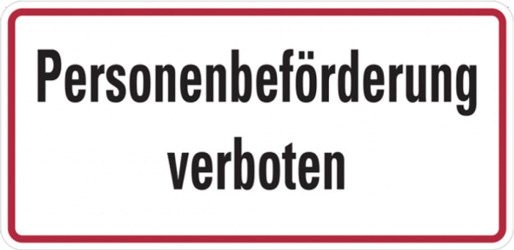 Dreifke Hinweisschild, Personenbeförderung verboten, Aluminium, 170 x 350 mm...
