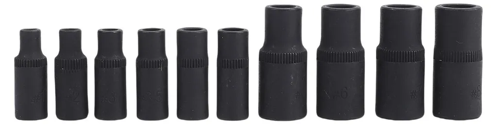 Jeu de 10 douilles magnétiques pour tarauds 1/4" et 3/8" en acier allié